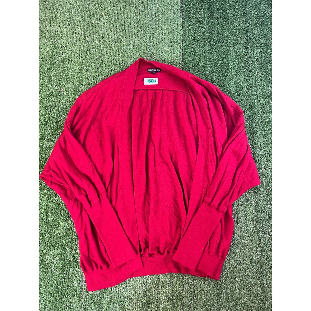 Express Womens XS Red Dolman Sleeve Open Front Cardigan Ribbed Cuff Knit Sweater